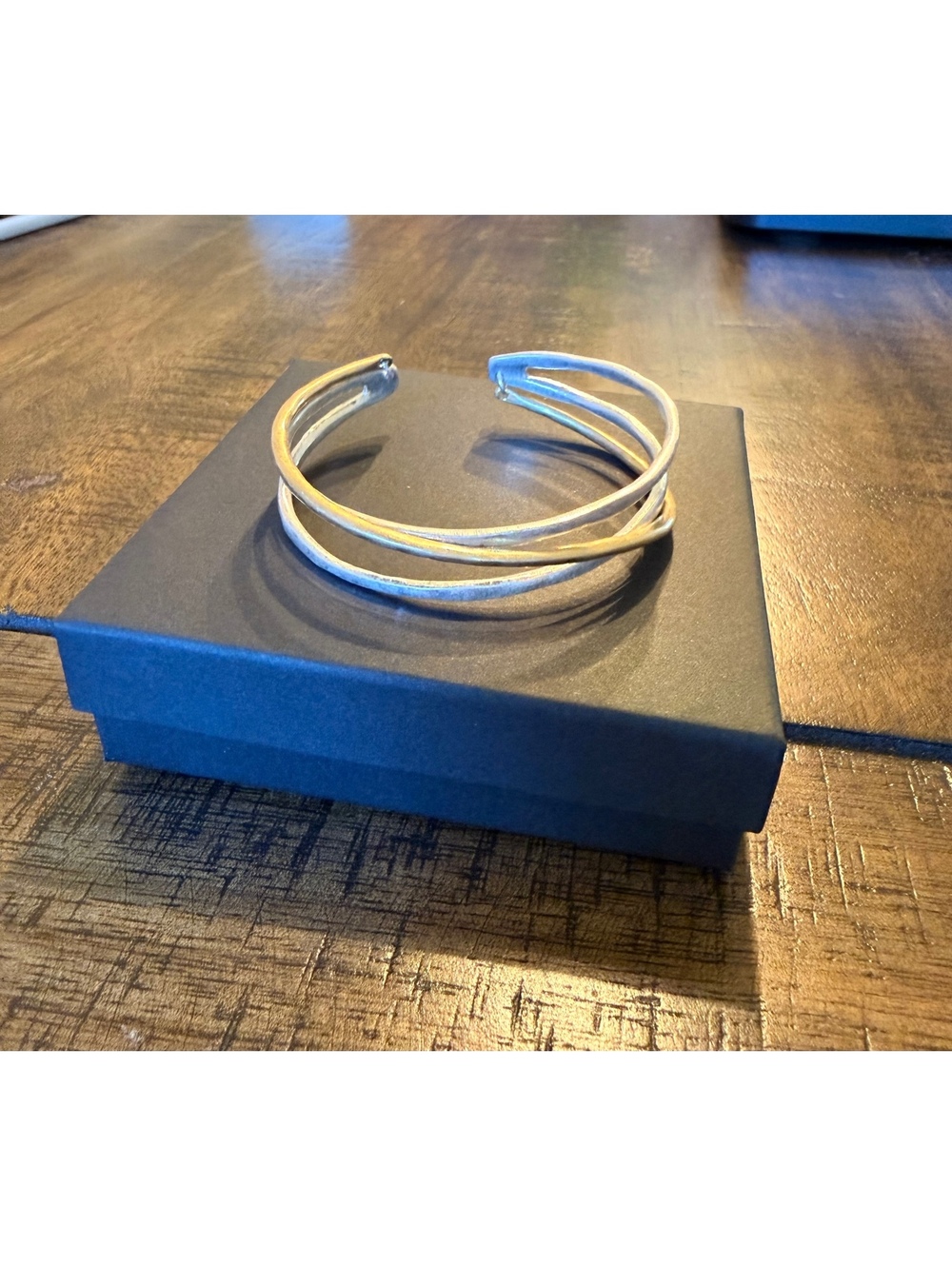 Two-Tone Open Cuff Bracelet with Gold and Silver Tones